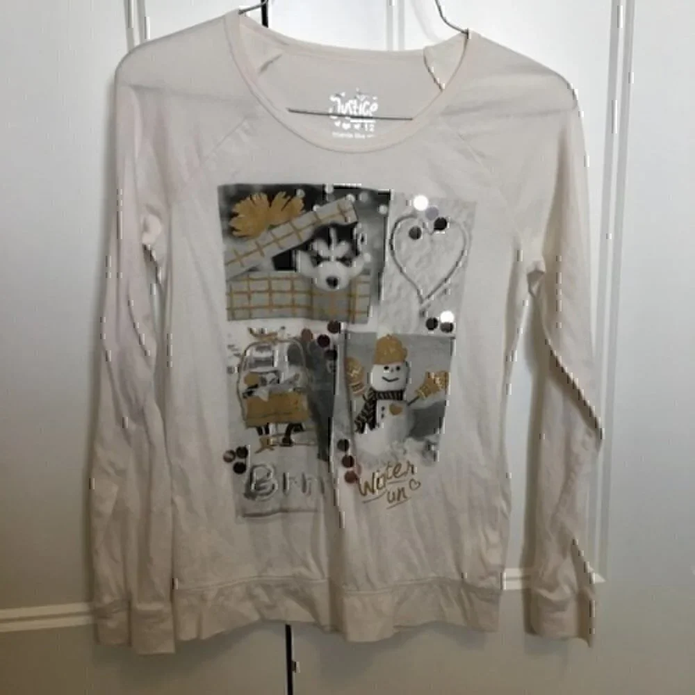 Justice Girls size 12 off white winter top